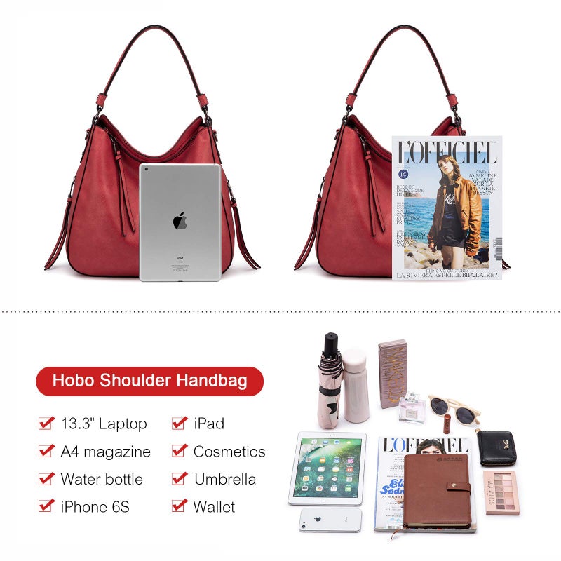 Realer Handbags for Women Large Designer Ladies Hobo bag Bucket Purse Faux Leather - Image 2