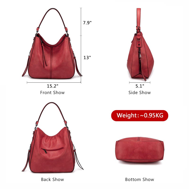 Realer Handbags for Women Large Designer Ladies Hobo bag Bucket Purse Faux Leather - Image 3