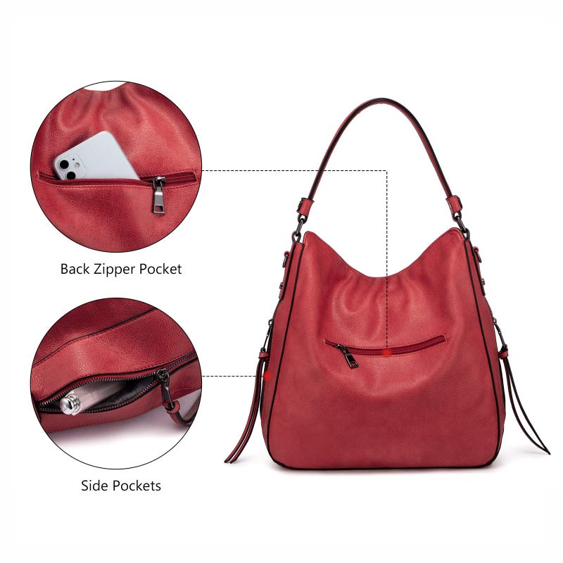 Realer Handbags for Women Large Designer Ladies Hobo bag Bucket Purse Faux Leather - Image 5