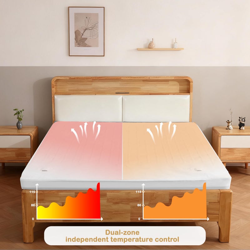 Eydna Electric Mattress Pad Queen Size 60"x80" with 10 Hours Auto Off 4 Heat Setting Dual Controller Fit Up to 15 Inch Deep Pocket, Machine Washable - White - Image 3