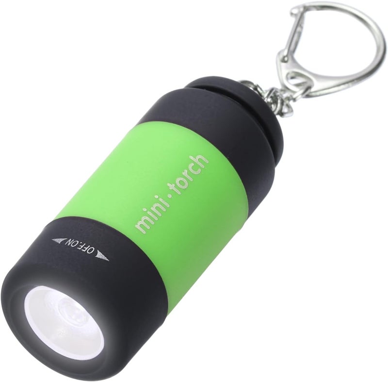 PATIKIL Mini Keychain Flashlight - Portable USB Rechargeable LED Torch in Light Green - Image 1