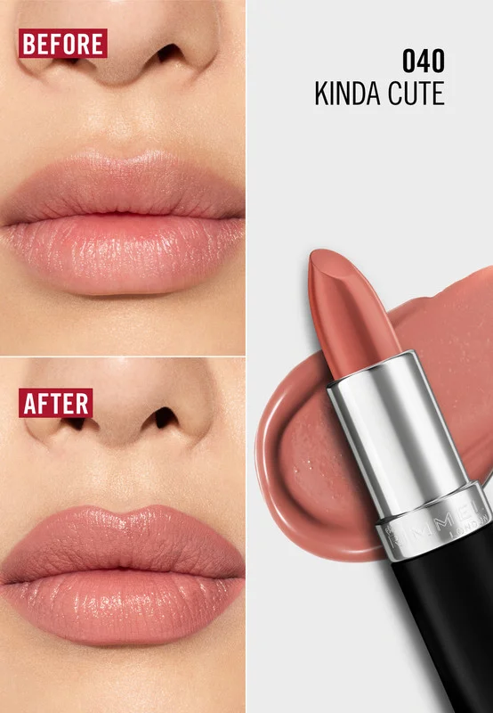 Rimmel London Kinda Cute Lasting Finish Satin Lipstick - Kinda Cute, 4g for Women | Best Price UAE
