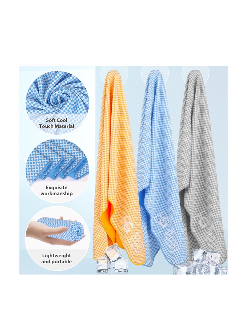 SOLARAE Cooling Towel Set - 2 Pack Instant Cooling Towels for Neck and Face, Soft Breathable Ice Towels for Yoga, Sports, Gym, Camping & More Activities (Blue & Grey, 40"x12") - Image 3