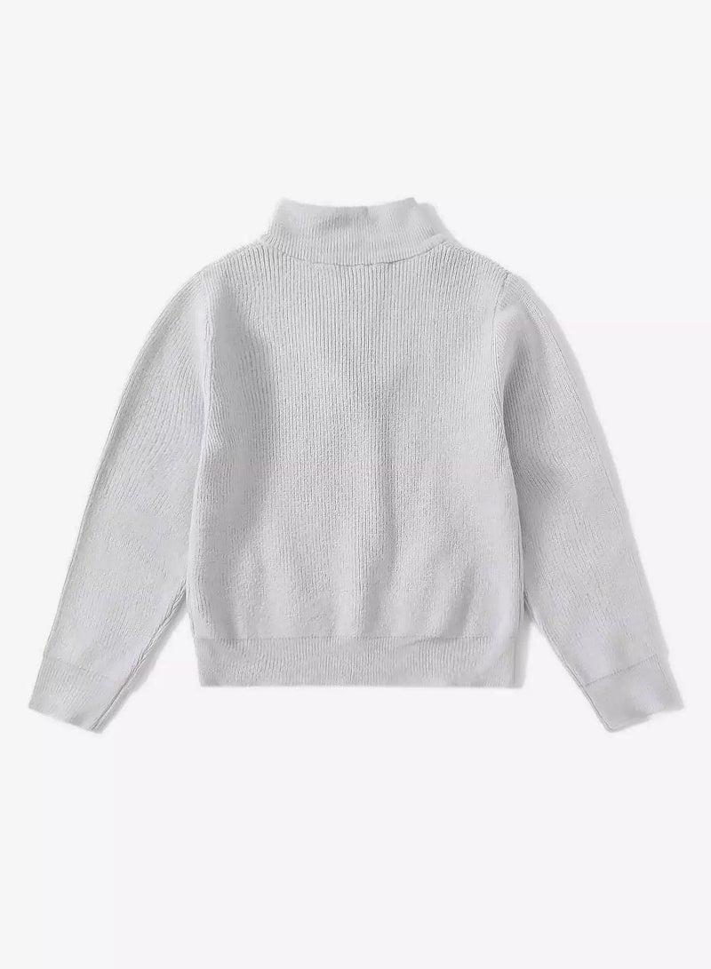 Toddler Boys Half Zipper Fly Solid Sweater - Image 2