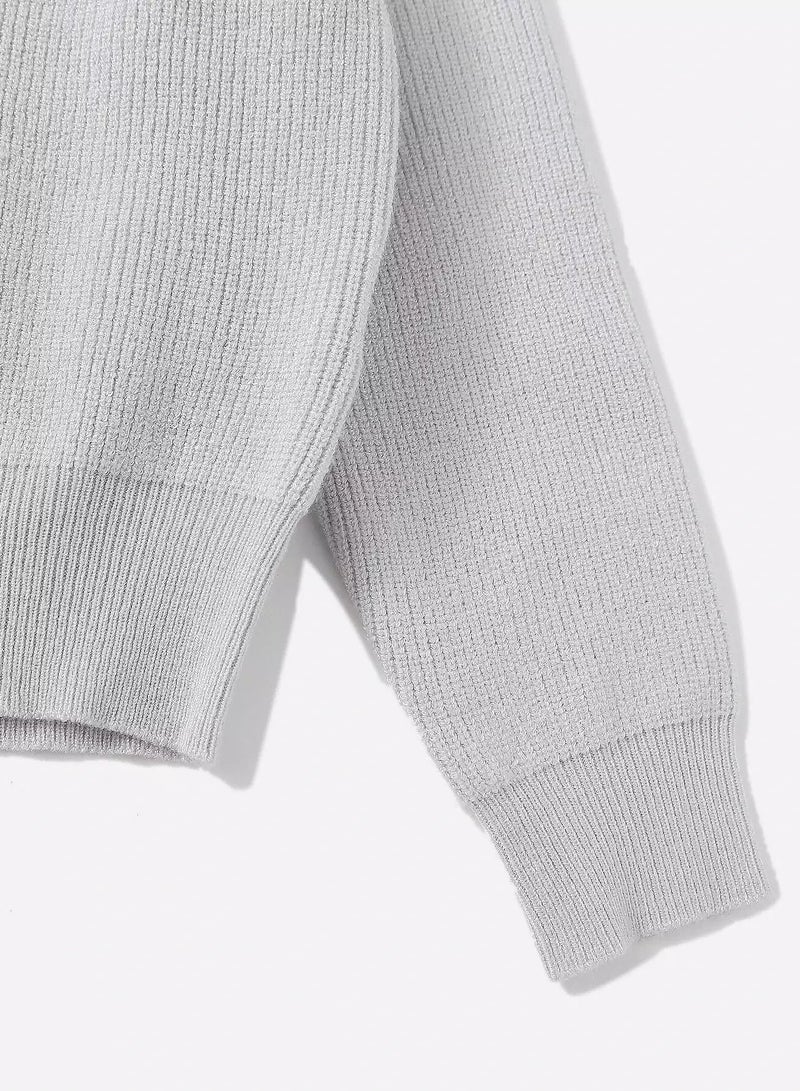 Toddler Boys Half Zipper Fly Solid Sweater - Image 4