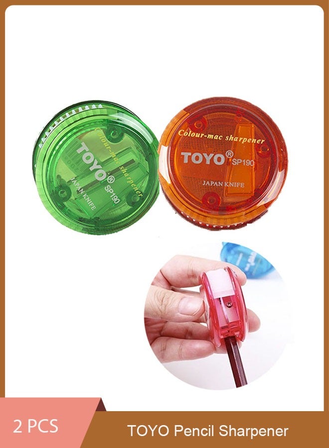 تويو مبراة أقلام TOYO (قطعتان) SP190 مبراة أقلام للطلاب (برتقالية/خضراء) - Image 1