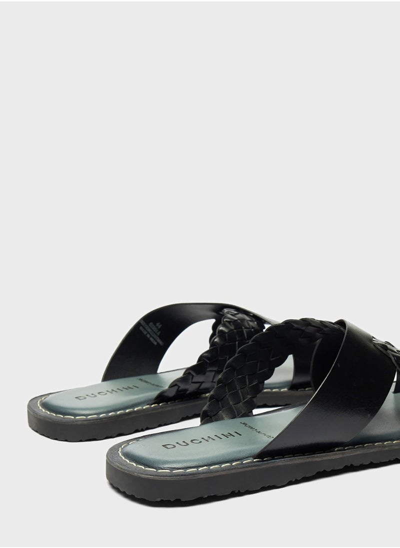 DUCHINI - Weave Detail Arabic Sandals - Image 1