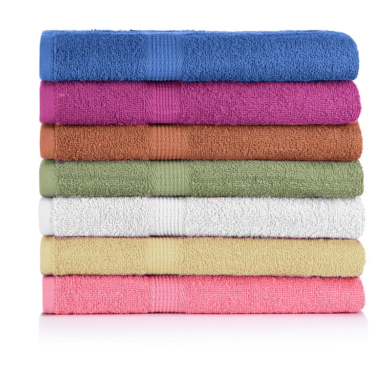 CrystalTowels Bath Towel Set Pack of 7 (27 x 52 Inches) 100% Cotton, Ultra Soft Highly Absorbent Bath Towel, Lightweight and Quick Drying Towels, Multi Colors Brights. Colors May Vary - Image 1