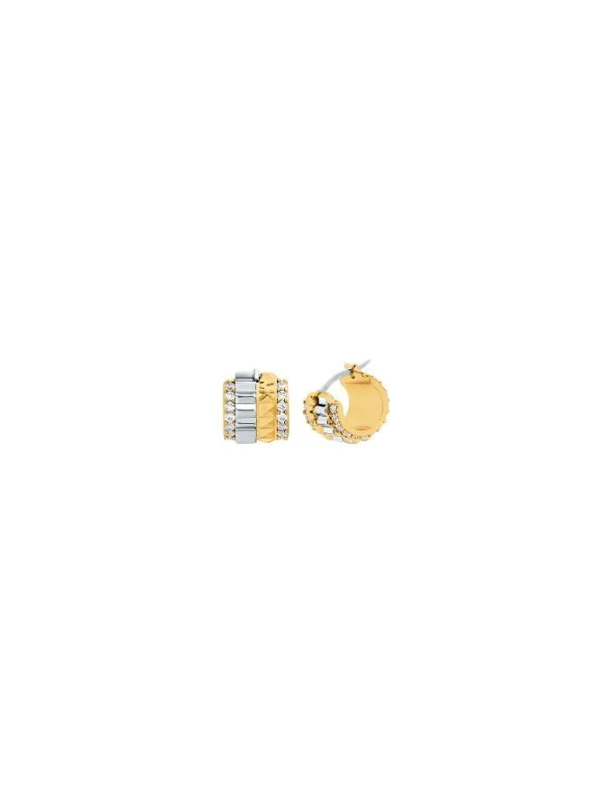 Michael Kors  Lexington 11mm Two-Tone Pavé Fluted Huggie Ladies Earrings for Women | Best Price UAE