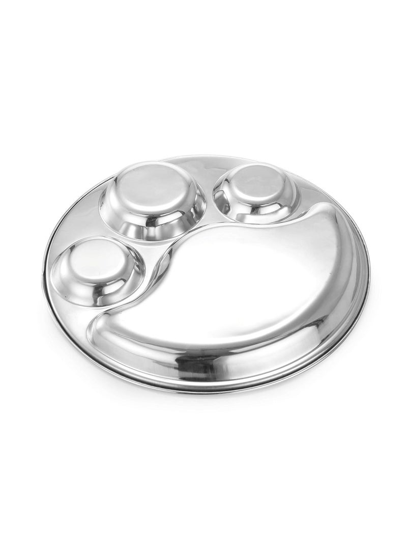 Expresso - Expresso - Heavy Duty Stainless Steel Round Dinner Plate w/ 4 Sections Divided Mess Trays for Kids Lunch, Camping, Events & Every Day Use Kitchenware - Image 1