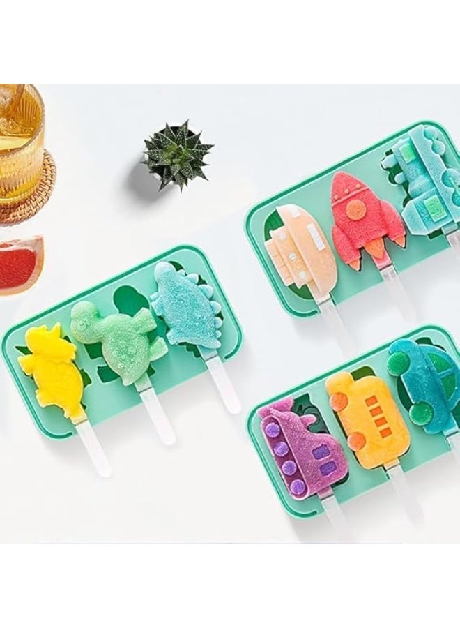 Silicone Ice Cream Popsicle Mould – 6-Cavity Cute Animal Design, Random Colour  - Image 5