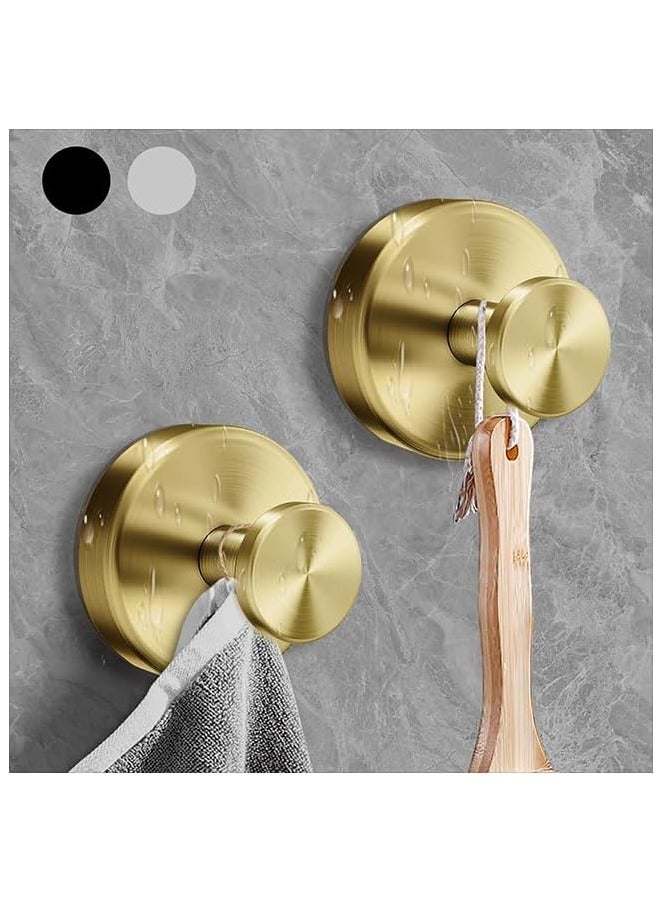 YQbest خطاطيف شفط ذهبية غير لامعة للاستحمام، الحمام، المطبخ، أبواب الزجاج، المرايا، والبلاط لتعليق لوفات الاستحمام، المناشف، المعاطف، أردية الحمام – تدعم حتى 15 رطل، مقاومة للماء، مقاومة للصدأ – عبوة من 2 - Image 1