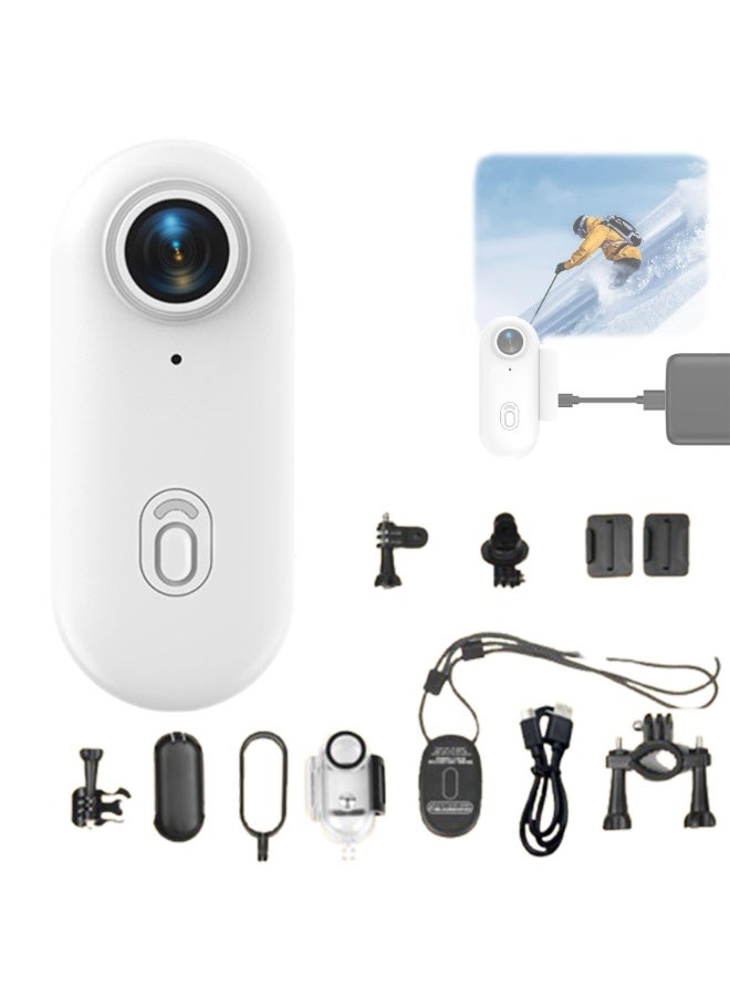Generic Motion Trail Camera Waterproof Thumb Sized Sports Camera 4K 30fps HD 170° Wide Angle Magnetic Mount Hands-Free Recording for Cycling Diving Travel Outdoor Adventures White  - Image 1
