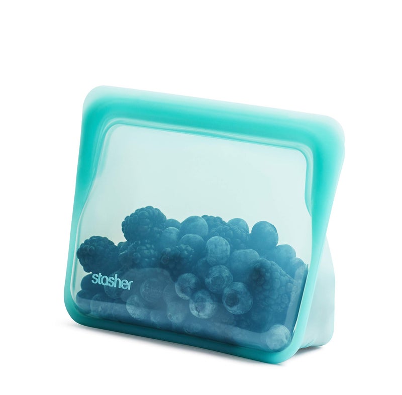 Stasher Premium Silicone Reusable Food Storage StandUp Mini Bag Aqua Microwave Sous Vide Dishwasher Oven and Freezer Safe BPA Free Leakfree Ecofriendly 28 Oz