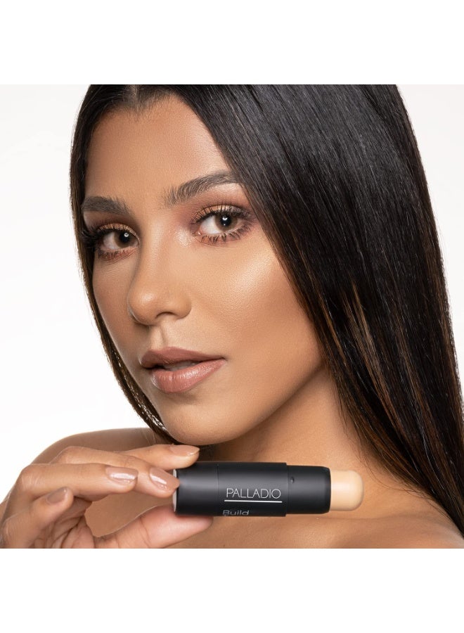 بالاديو بيلد + بليند ستيك فاونديشن، قلم أساس وكونتور للوجه، مكياج احترافي (بورسلين) - Image 4