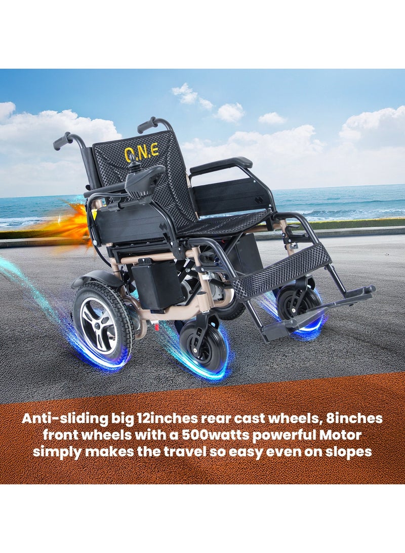 O.N.E O.N.E Heavy duty long travel wheelchair 46cm wide seat foldable adjustable with electronic remote 360º rotation for adult, elderly, disabled - Image 4
