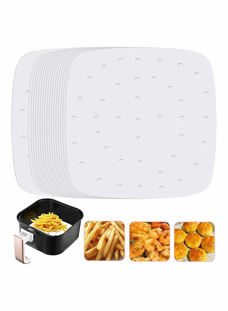 Y&D 100Pcs Air Fryer Liners, Square Perforated Parchment Paper Sheets for Fryer, Premium Nonstick Bamboo Steamer Liner Fryers, Steaming Basket, Oven, Baking, Cooking, 8.5inch  - Image 1