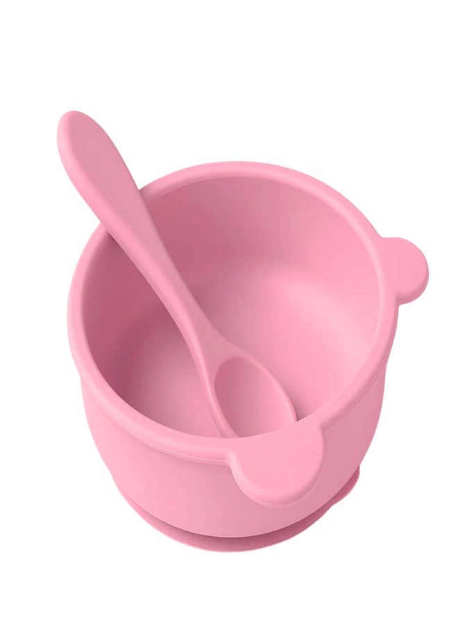 TAG24 Silicone Baby Feeding Bowl and Spoon Set for Babies with Suction Base, BPA-Free, Non-Slip, Safe for Infants and Toddlers Mealtime (Pink) - Image 2