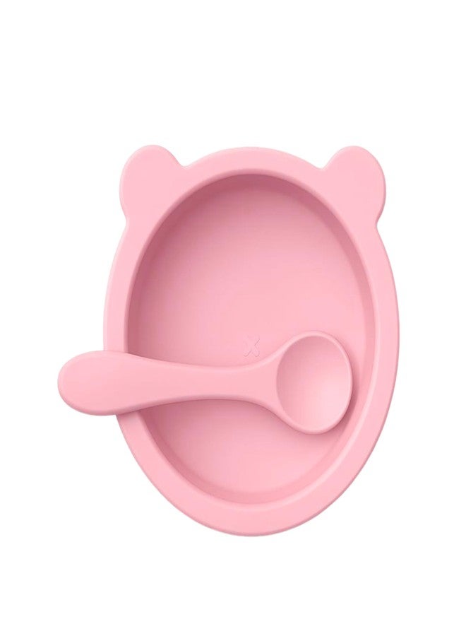 TAG24 Silicone Baby Feeding Bowl and Spoon Set for Babies with Suction Base, BPA-Free, Non-Slip, Safe for Infants and Toddlers Mealtime (Pink) - Image 1