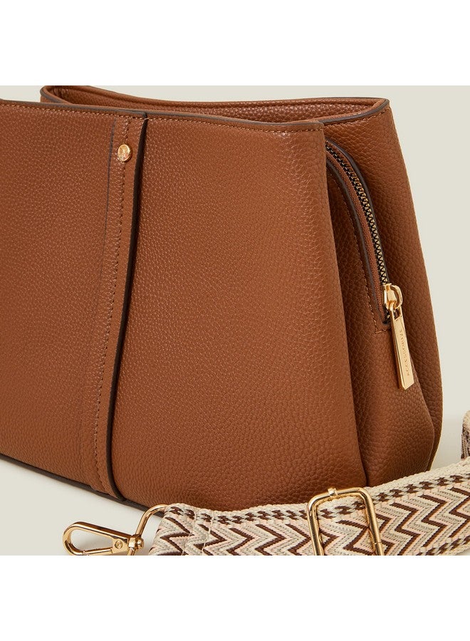 Accessorize London Women's Brown Webbing Strap Sling Bag | Bags for women | Ladies Purse Handbag | Bags for Women For Office Use, Work - Image 5