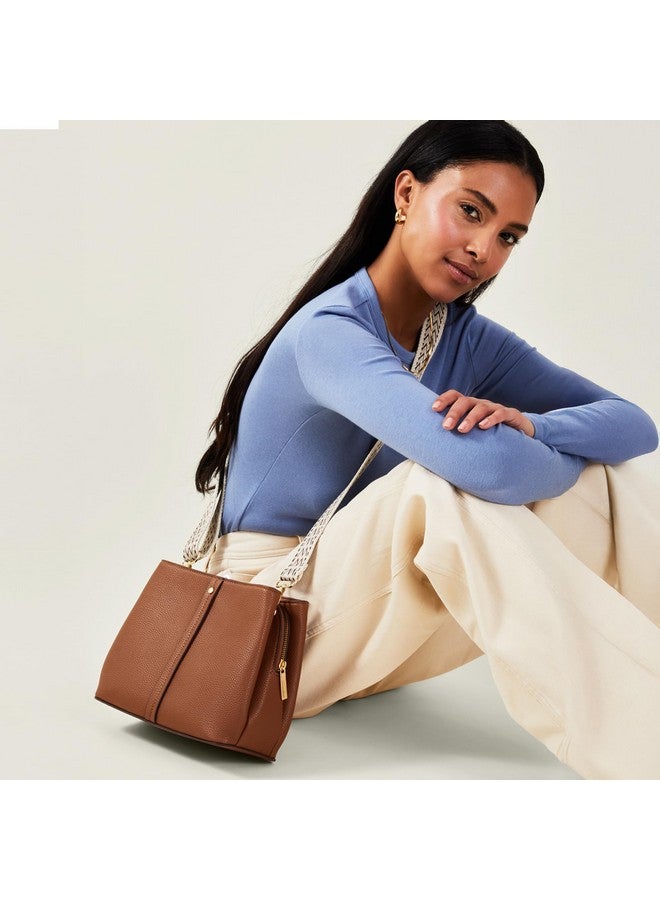 Accessorize London Women's Brown Webbing Strap Sling Bag | Bags for women | Ladies Purse Handbag | Bags for Women For Office Use, Work - Image 2