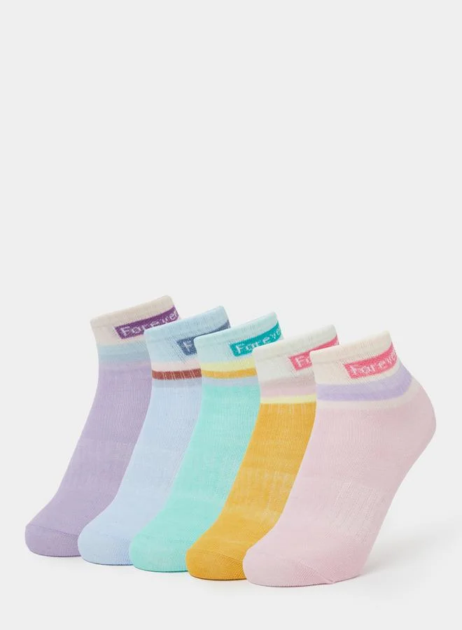 Styli Pack of 5 - Girls Striped Cotton Blend Socks