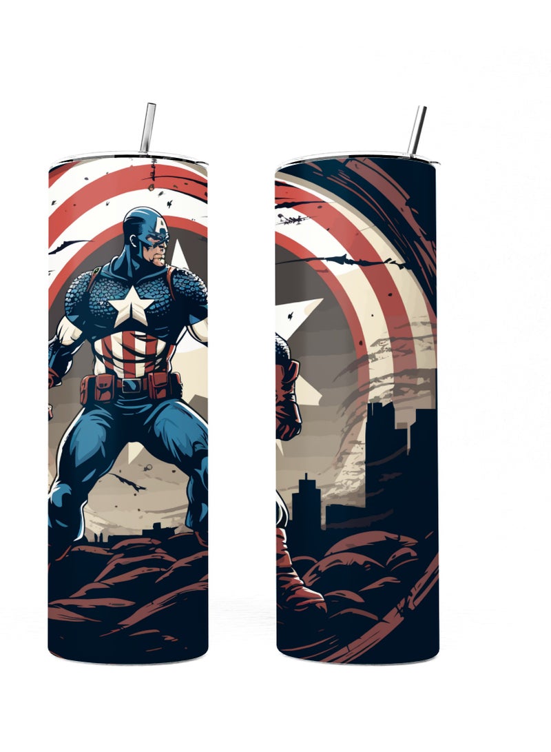 MEC Captain American Water Coffee Tumbler Ice Drinks and Hot Beverage 20 oz - Image 2