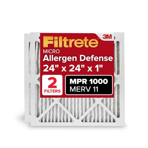 Filtrete 24x24x1 AC Furnace Air Filter, MERV 11, MPR 1000, Micro Allergen Defense, 3-Month Pleated 1-Inch Electrostatic Air Cleaning Filter, 2 Pack (Actual Size 23.81 x 23.81 x 0.81 in) - Image 1