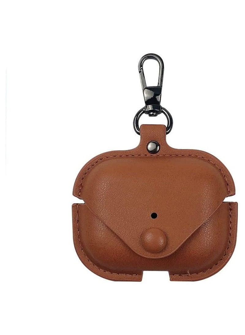 Generic Genuine Leather Case Compatible with AirPods Pro Case, Protective Cover for Apple AirPods pro Case Headphones EarPods, Soft Leather Cover with Keychain Hook  - Image 1