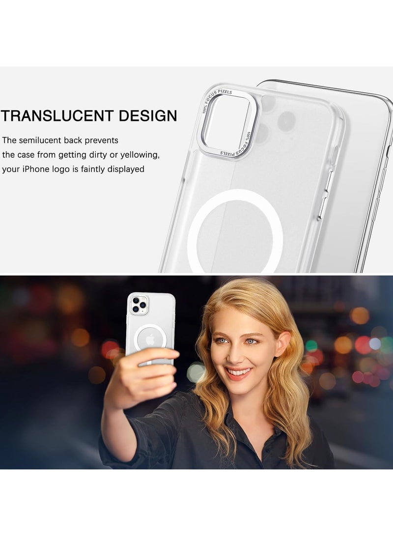 أكاليكس جراب مغناطيسي غير لامع لهاتف iPhone 11 Pro Max، حماية عالية الجودة من السقوط مع شريط مقاوم للصدمات، جراب خلفي شفاف غير لامع للهاتف (أبيض) - Image 3