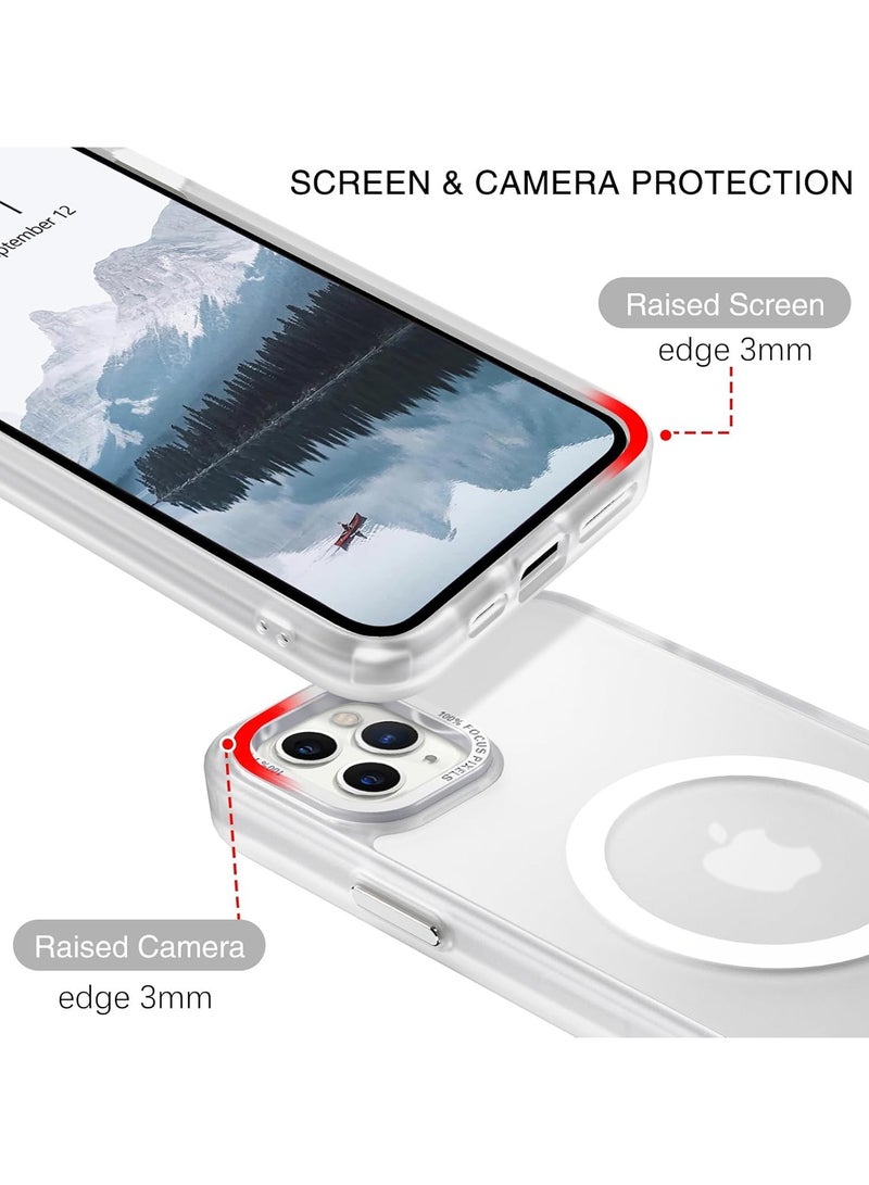 أكاليكس جراب مغناطيسي غير لامع لهاتف iPhone 11 Pro Max، حماية عالية الجودة من السقوط مع شريط مقاوم للصدمات، جراب خلفي شفاف غير لامع للهاتف (أبيض) - Image 4