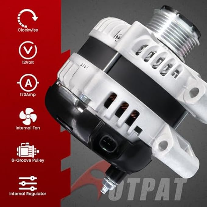 AOTPAT High Output Alternator for:-buick enclave 2008-2017, for:-chevrolet traverse 2009-2017,for:-gmc acadia 2007-2016,acadia limited 2017,for:-saturn outlook 2007-2010 OE#25815839,104210-6310,170Amp - Image 4