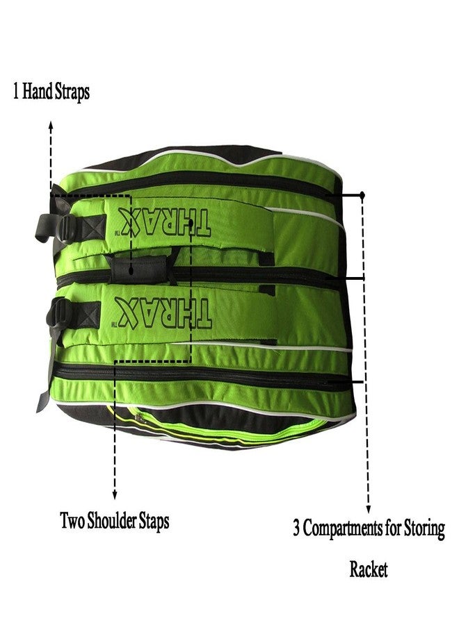 THRAX Aura X10 Badminton Kit Bag Black Lime - Image 5
