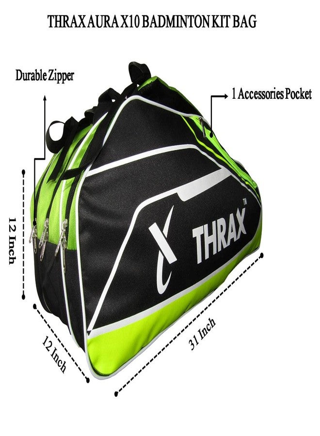 THRAX Aura X10 Badminton Kit Bag Black Lime - Image 4
