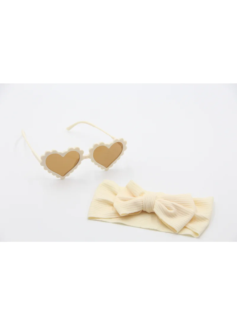 D'Daniela Ana Glasses and Headband Set For Babies and Girls Cream Colour