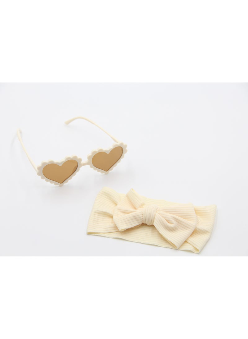 D'Daniela Ana Glasses and Headband Set For Babies and Girls Cream Colour - Image 1