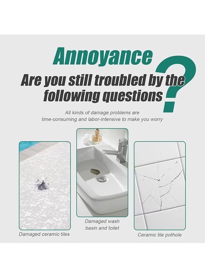 JUE-FISH Ceramic Repair Paste - Water & Leak Resistant Hard - Drywall Repair Paste Set - Marble Glue Set (White) - Image 2