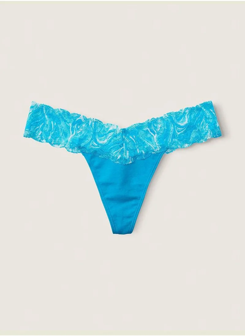 PINK Everyday Lace Trim Thong Underwear