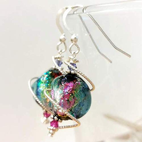 Body Candy Handcrafted 925 Silver Purple Dichroic Drop Dangle Earrings Created with Crystals - Image 5
