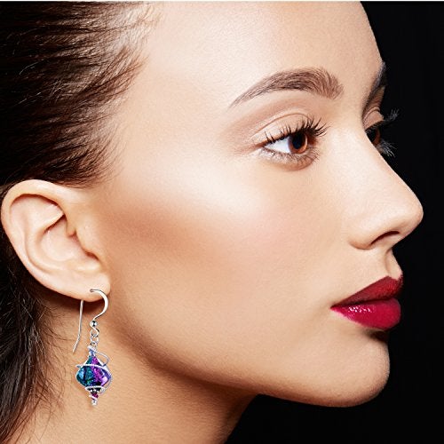 Body Candy Handcrafted 925 Silver Purple Dichroic Drop Dangle Earrings Created with Crystals - Image 3