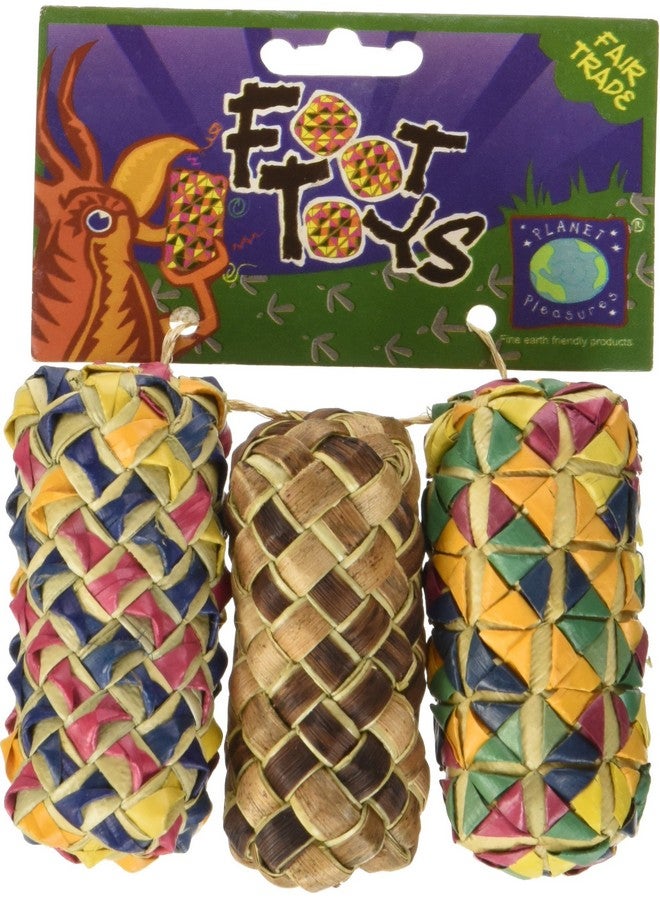 Planet Pleasures Woven Cylinder Foot Toy (3 Pack), Small - Image 1