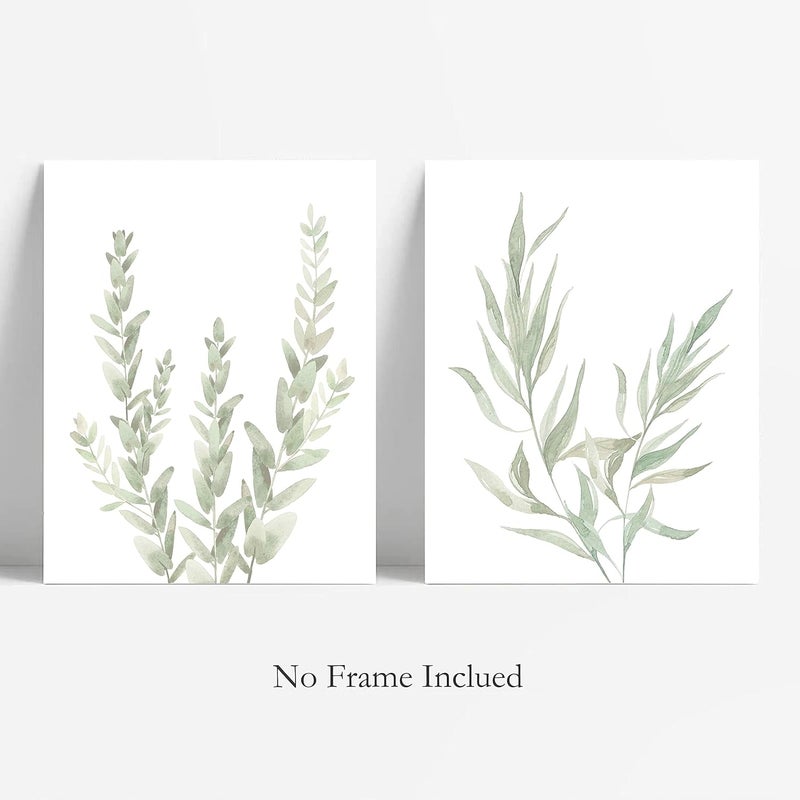 Howwii Botanical Boho Bathroom Decor Wall Art Prints, UNFRAMED Sage Green Plants Decor for Bedroom|Office, Minimalist Eucalyptus Leaves Watercolor Art Prints, Set of 4 Pictures, 8"x10" No Frames - Image 4