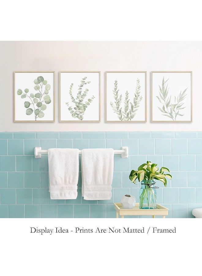 Howwii Botanical Boho Bathroom Decor Wall Art Prints, UNFRAMED Sage Green Plants Decor for Bedroom|Office, Minimalist Eucalyptus Leaves Watercolor Art Prints, Set of 4 Pictures, 8"x10" No Frames - Image 5