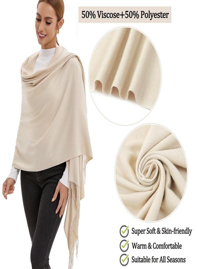 vimate Beige Pashmina Shawl-Winter Women Wedding Guest Pashmina Scarf and Wraps for Bridal Bridesmaid (Beige) - Image 2