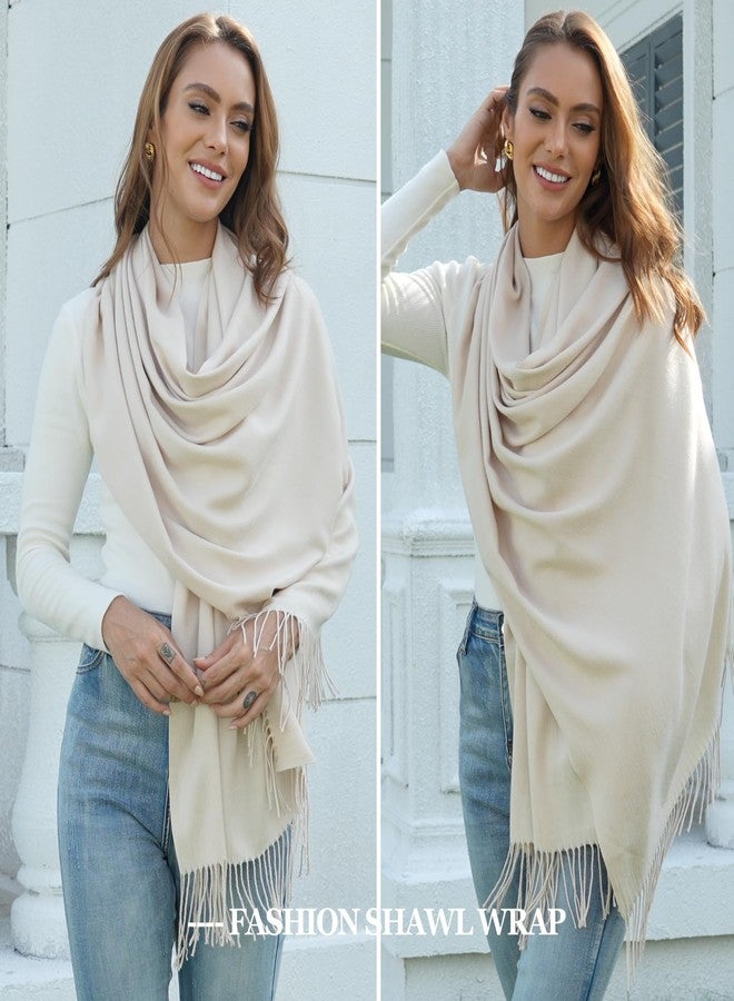 vimate Beige Pashmina Shawl-Winter Women Wedding Guest Pashmina Scarf and Wraps for Bridal Bridesmaid (Beige) - Image 5
