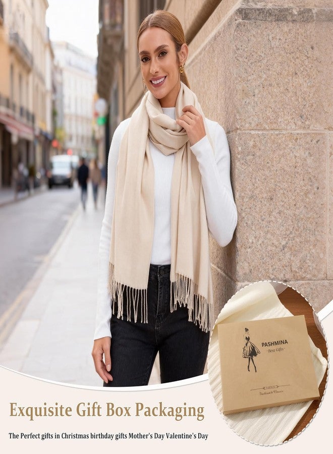 vimate Beige Pashmina Shawl-Winter Women Wedding Guest Pashmina Scarf and Wraps for Bridal Bridesmaid (Beige) - Image 4