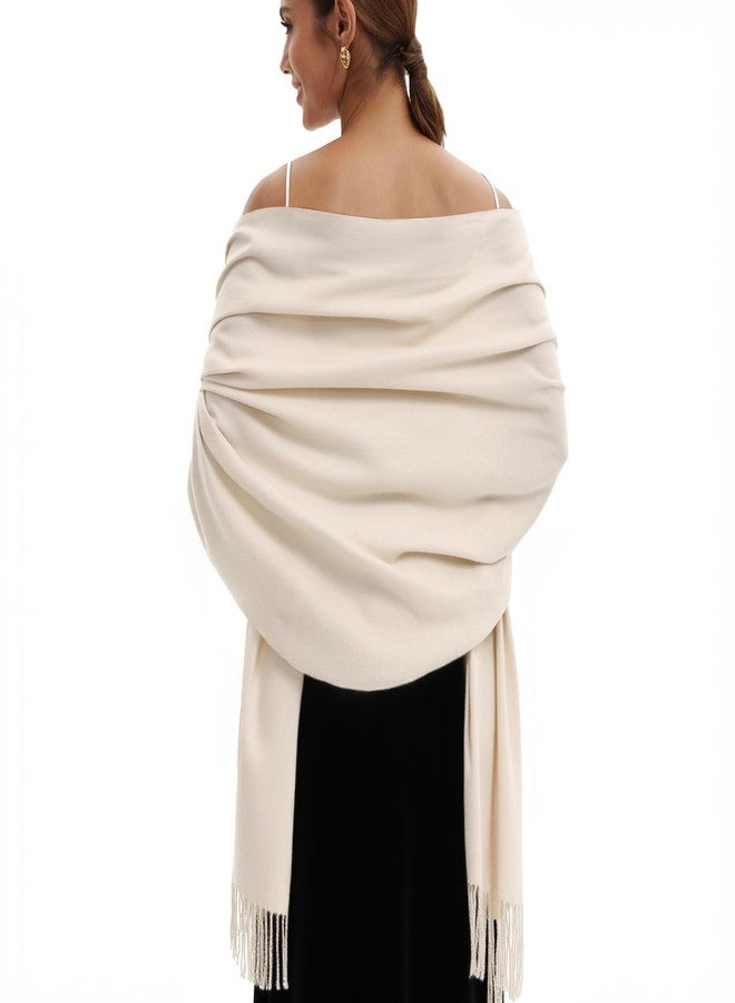 vimate Beige Pashmina Shawl-Winter Women Wedding Guest Pashmina Scarf and Wraps for Bridal Bridesmaid (Beige) - Image 1