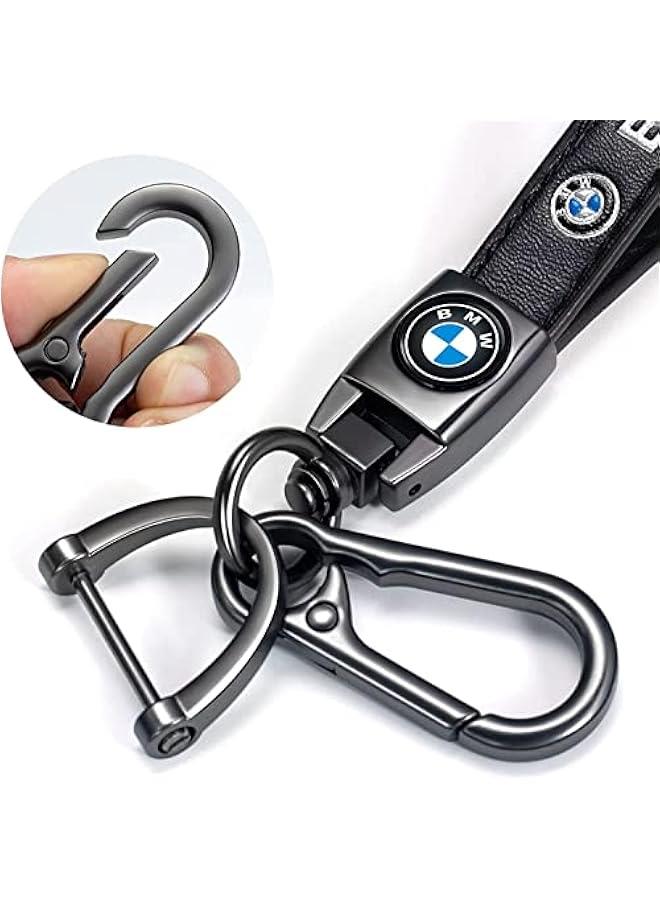 Arabest Genuine Leather Car Key Chain for BMW X1 X3 X5 X6 Z4 X6 X7 Series M 1 M3 M5 6 Series,Keyring Keychain Accessories Family Present(Black) - Image 4