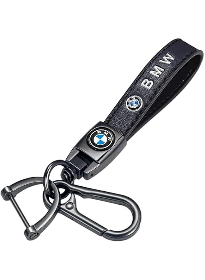 Arabest Genuine Leather Car Key Chain for BMW X1 X3 X5 X6 Z4 X6 X7 Series M 1 M3 M5 6 Series,Keyring Keychain Accessories Family Present(Black) - Image 1