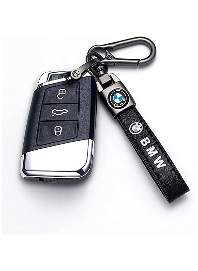 Arabest Genuine Leather Car Key Chain for BMW X1 X3 X5 X6 Z4 X6 X7 Series M 1 M3 M5 6 Series,Keyring Keychain Accessories Family Present(Black) - Image 2